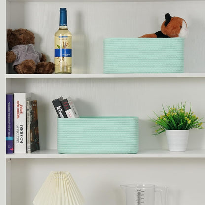 3 Pack Small Storage Baskets for Organizing, 11.8×7.8×5.1", Green