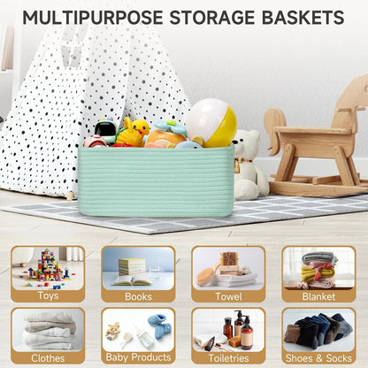 3 Pack Small Storage Baskets for Organizing, 11.8×7.8×5.1", Green