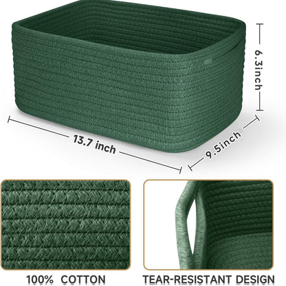 3 Pack Small Storage Baskets for Organizing, 11.8×7.8×5.1", Green