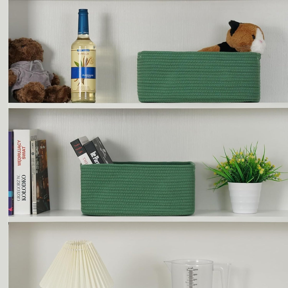 3 Pack Small Storage Baskets for Organizing, 11.8×7.8×5.1", Green