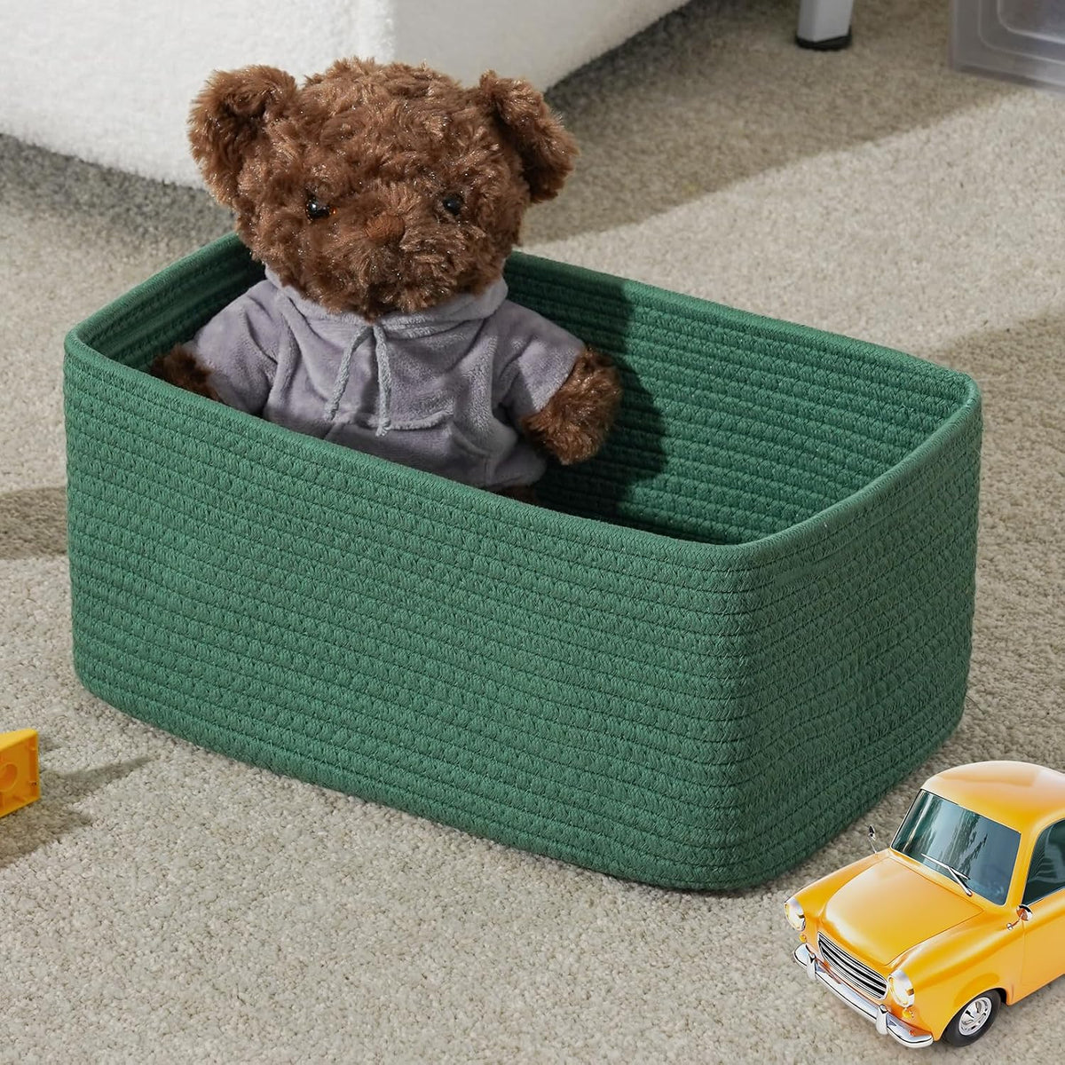 3 Pack Small Storage Baskets for Organizing, 11.8×7.8×5.1", Green
