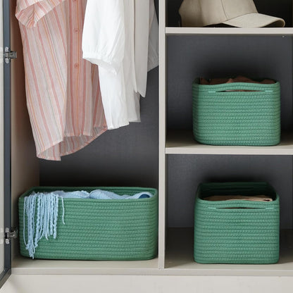 3 Pack Small Storage Baskets for Organizing, 11.8×7.8×5.1", Green