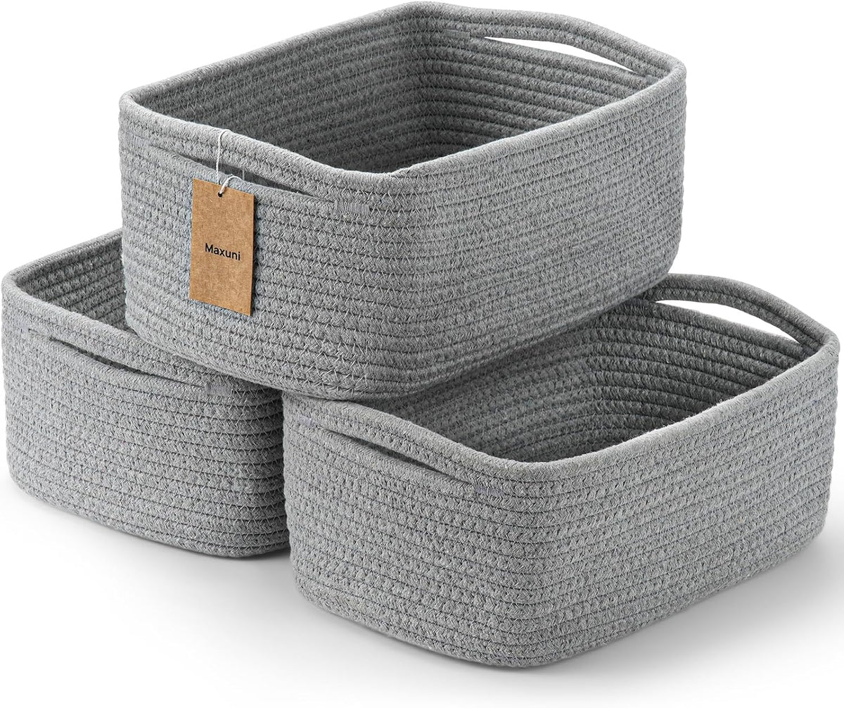 3 Pack Small Storage Baskets for Organizing, 11.8×7.8×5.1", Green