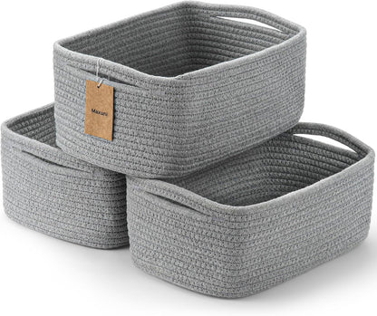 3 Pack Small Storage Baskets for Organizing, 11.8×7.8×5.1", Green
