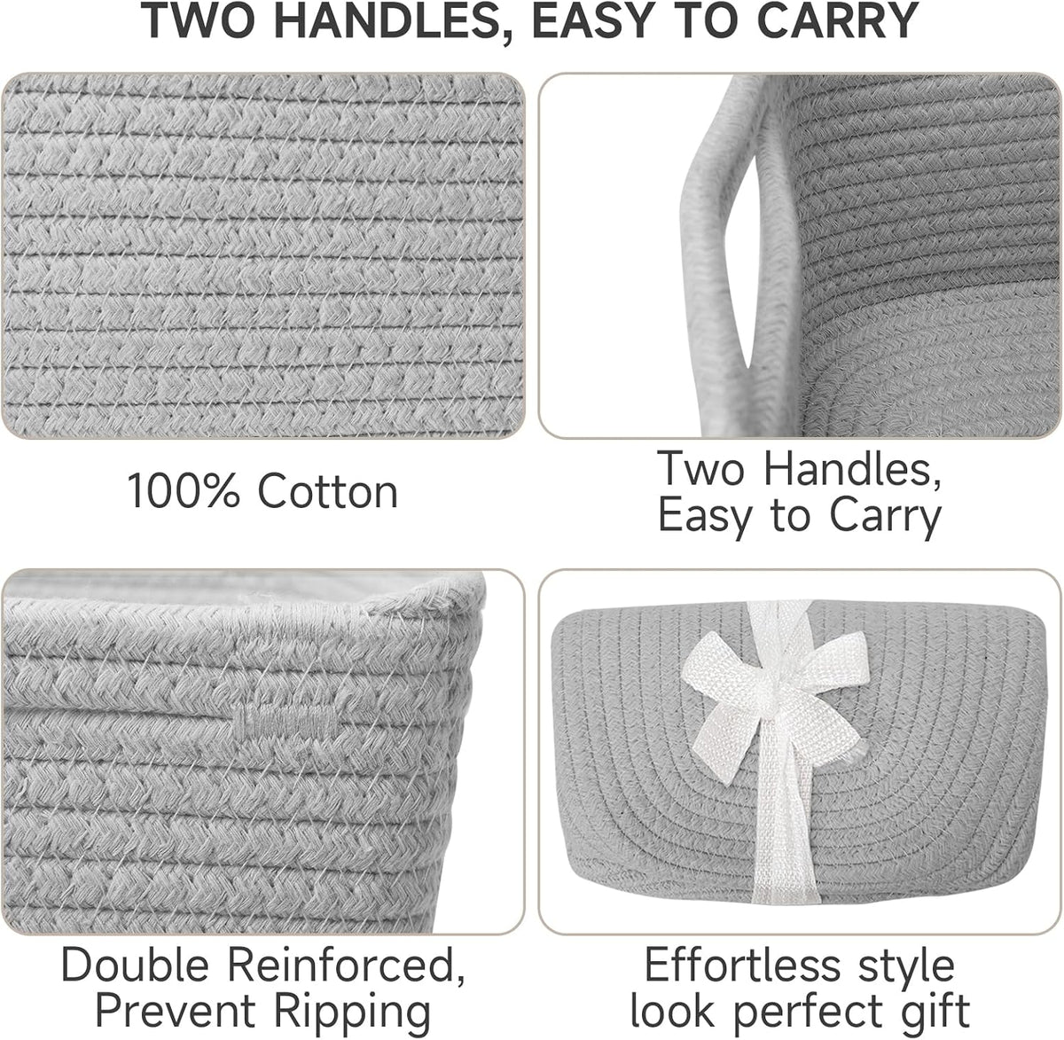 3 Pack Small Storage Baskets for Organizing, 11.8×7.8×5.1", Green