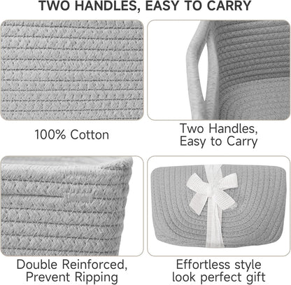 3 Pack Small Storage Baskets for Organizing, 11.8×7.8×5.1", Green