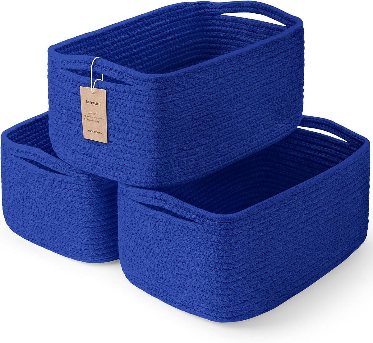 3 Pack Small Storage Baskets for Organizing, 11.8×7.8×5.1", Green