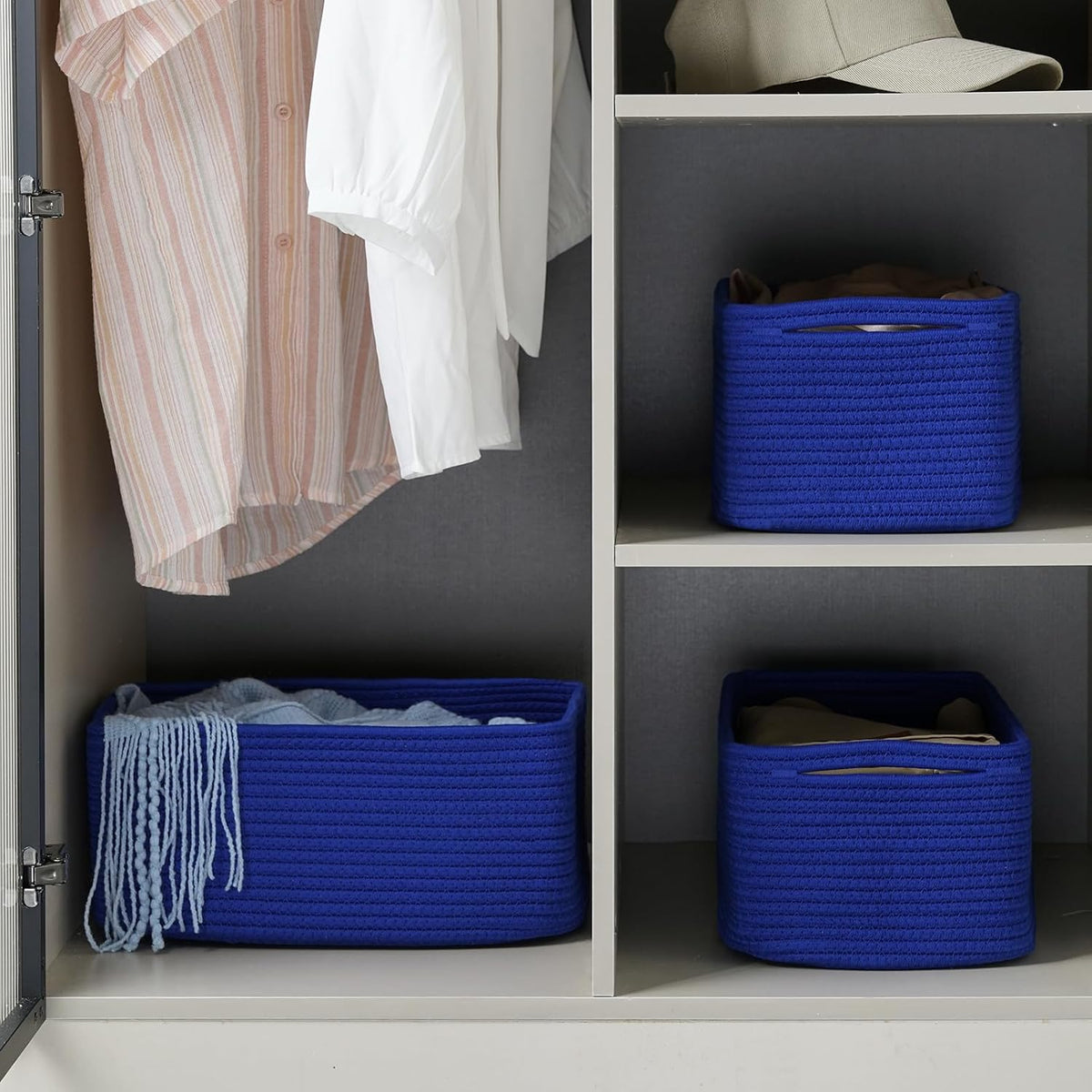 3 Pack Small Storage Baskets for Organizing, 11.8×7.8×5.1", Green