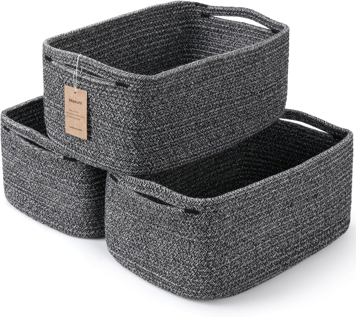 3 Pack Small Storage Baskets for Organizing, 11.8×7.8×5.1", Green