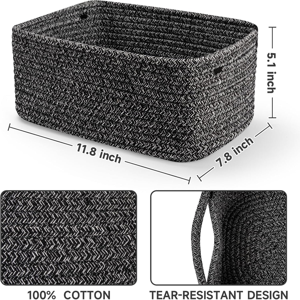 3 Pack Small Storage Baskets for Organizing, 11.8×7.8×5.1", Green