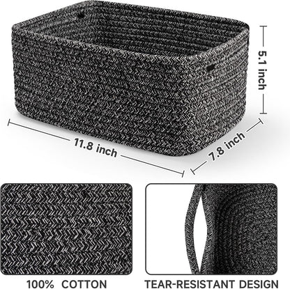 3 Pack Small Storage Baskets for Organizing, 11.8×7.8×5.1", Green