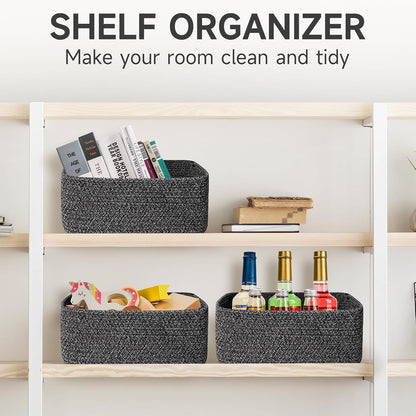 3 Pack Small Storage Baskets for Organizing, 11.8×7.8×5.1", Green