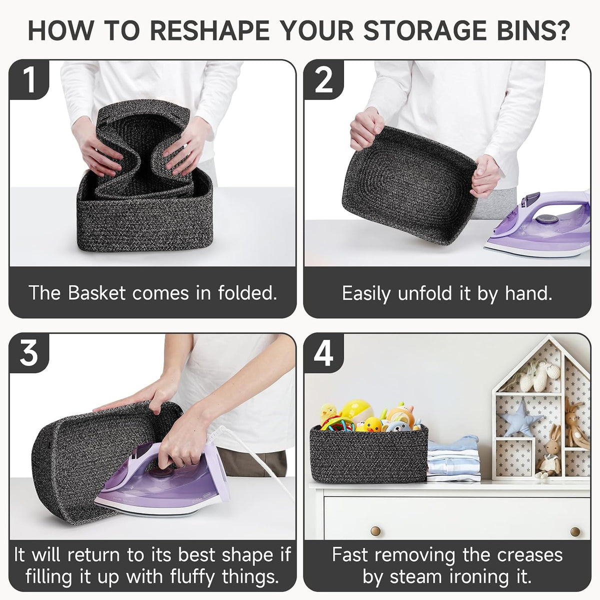 3 Pack Small Storage Baskets for Organizing, 11.8×7.8×5.1", Green