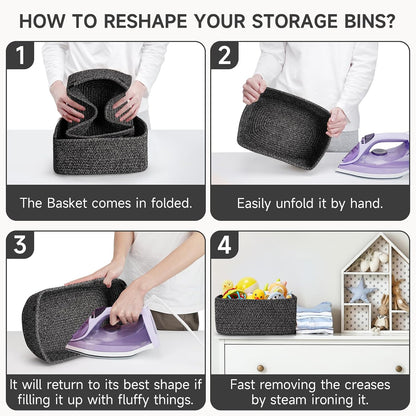 3 Pack Small Storage Baskets for Organizing, 11.8×7.8×5.1", Green