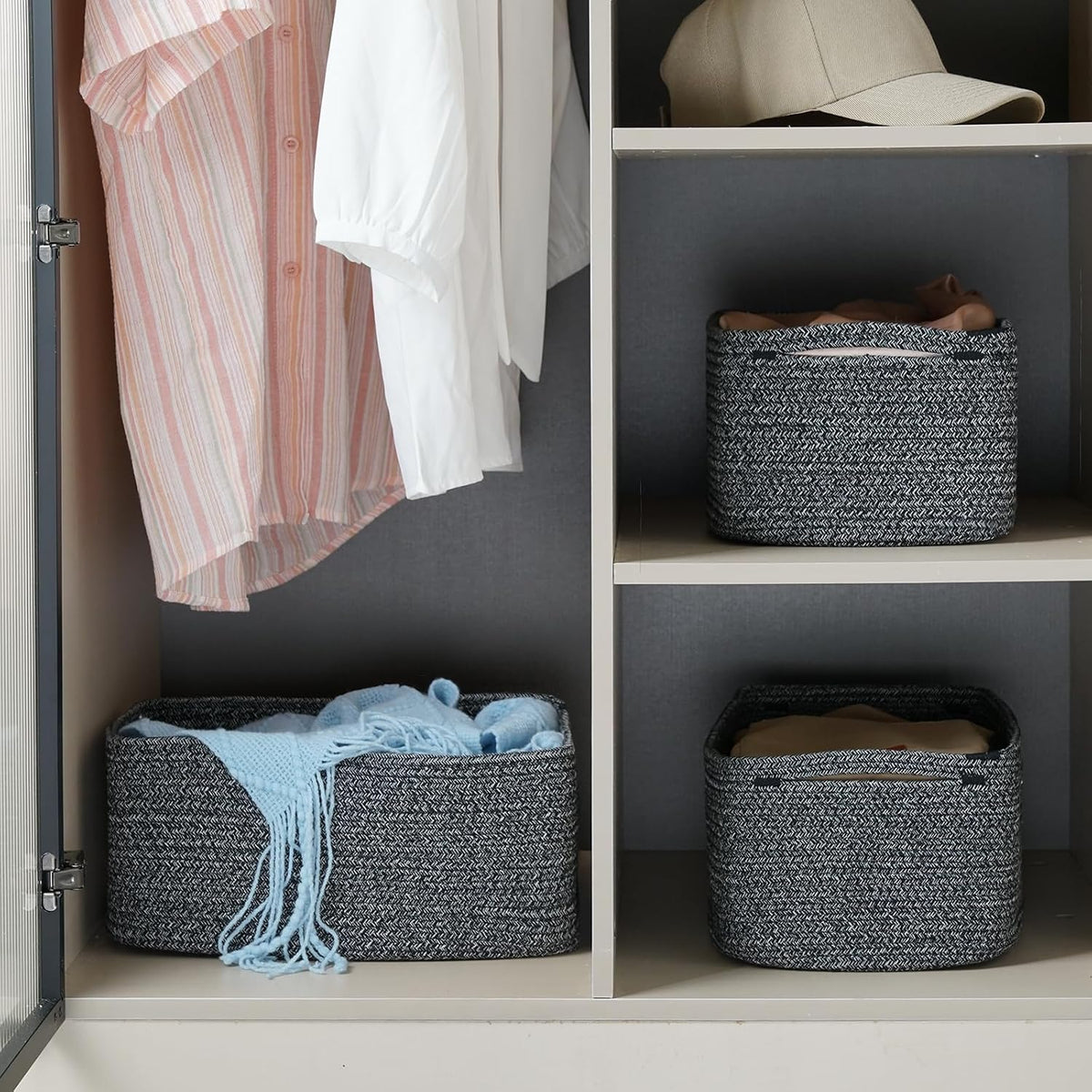 3 Pack Small Storage Baskets for Organizing, 11.8×7.8×5.1", Green