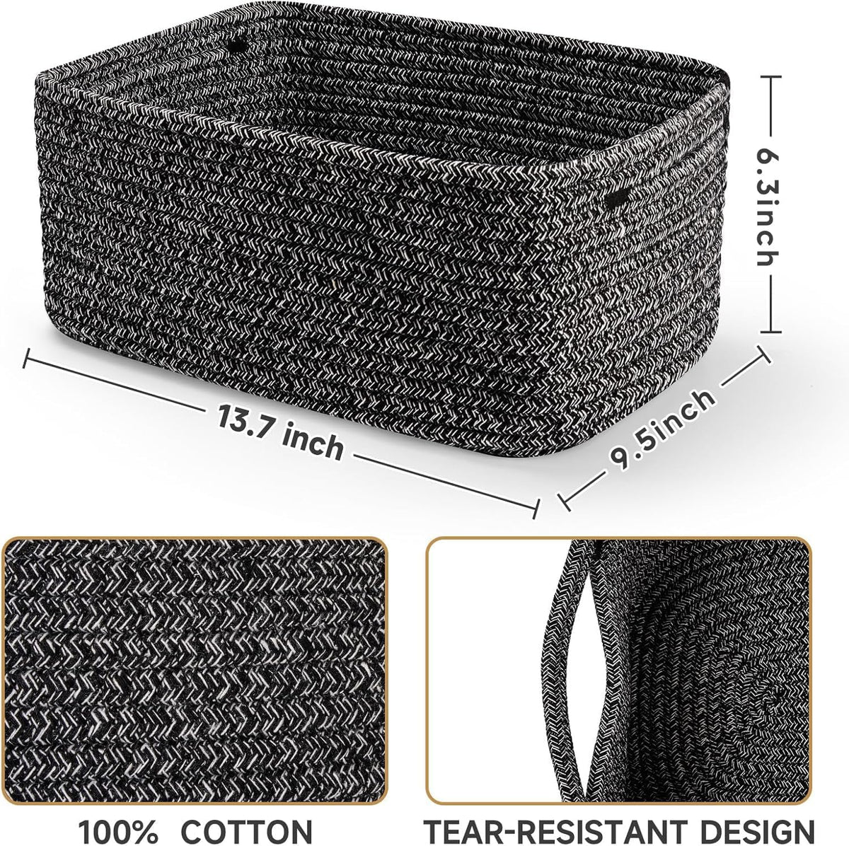 3 Pack Small Storage Baskets for Organizing, 11.8×7.8×5.1", Green
