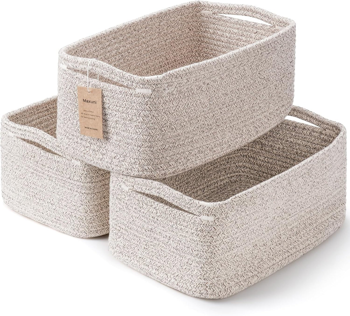 3 Pack Small Storage Baskets for Organizing, 11.8×7.8×5.1", Green
