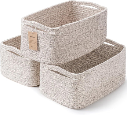 3 Pack Small Storage Baskets for Organizing, 11.8×7.8×5.1", Green