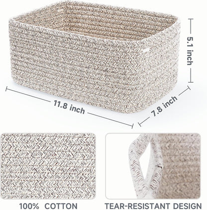 3 Pack Small Storage Baskets for Organizing, 11.8×7.8×5.1", Green