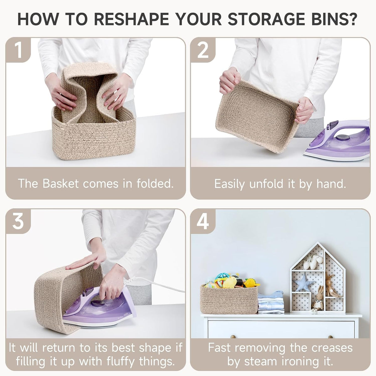 3 Pack Small Storage Baskets for Organizing, 11.8×7.8×5.1", Green