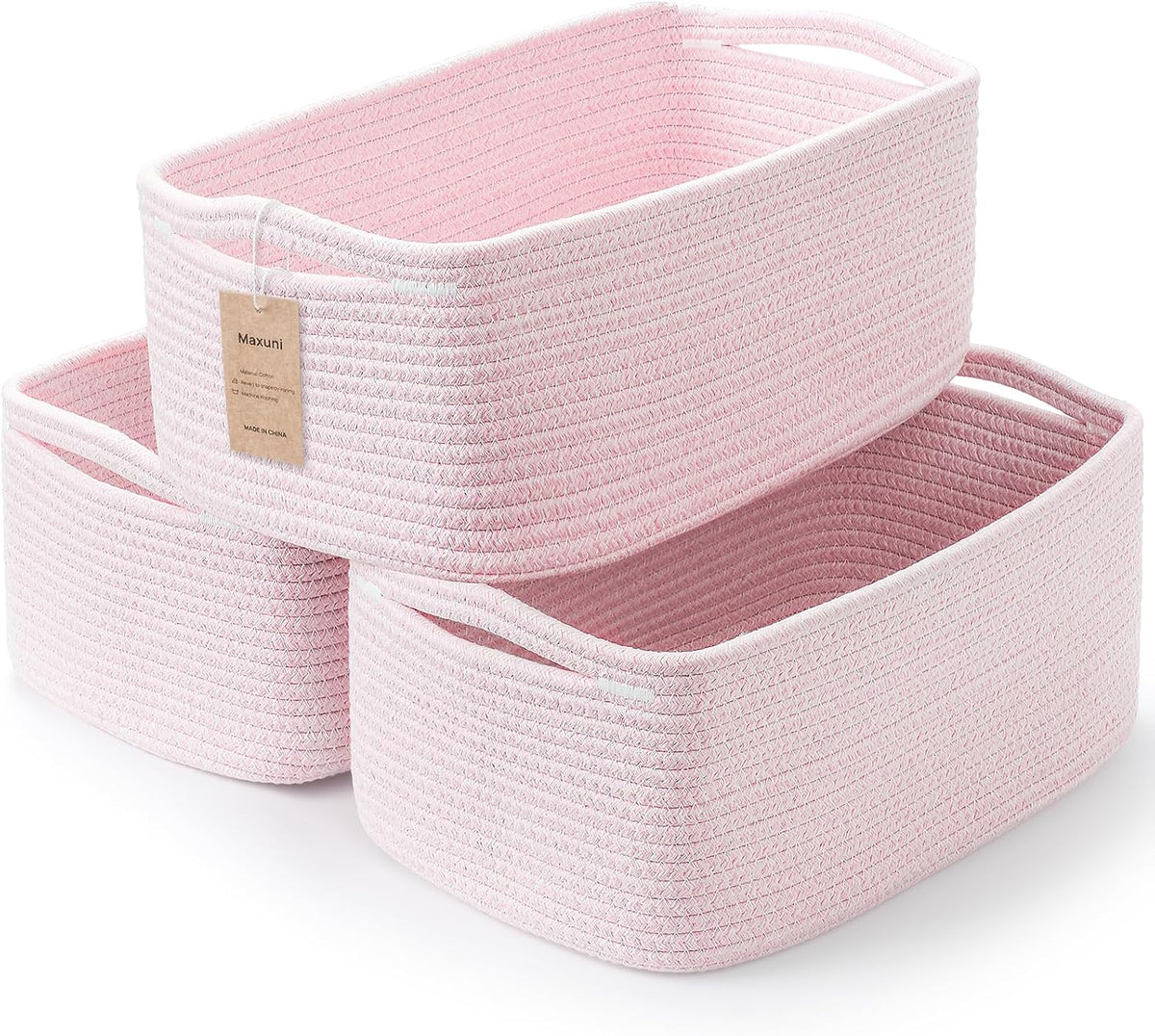 3 Pack Small Storage Baskets for Organizing, 11.8×7.8×5.1", Green