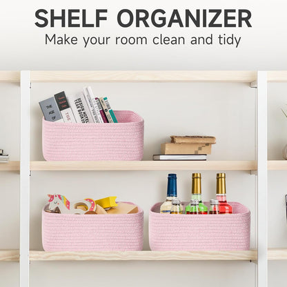 3 Pack Small Storage Baskets for Organizing, 11.8×7.8×5.1", Green