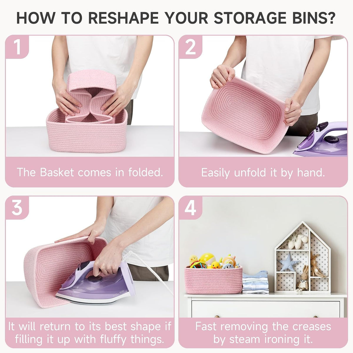 3 Pack Small Storage Baskets for Organizing, 11.8×7.8×5.1", Green