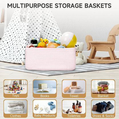 3 Pack Small Storage Baskets for Organizing, 11.8×7.8×5.1", Green