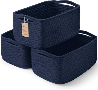 3 Pack Small Storage Baskets for Organizing, 11.8×7.8×5.1", Green