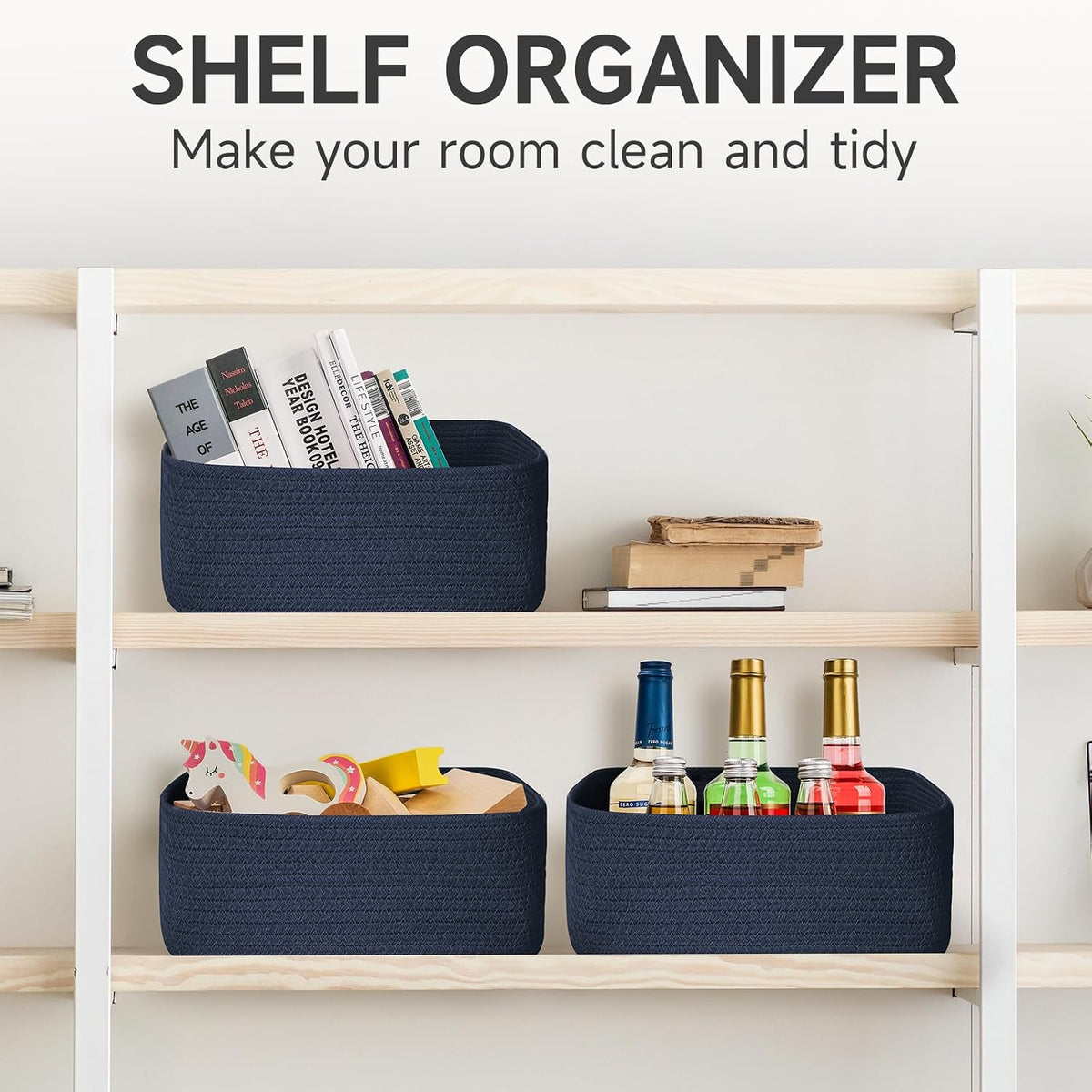 3 Pack Small Storage Baskets for Organizing, 11.8×7.8×5.1", Green