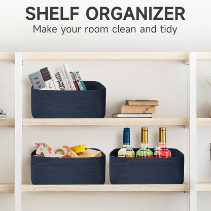 3 Pack Small Storage Baskets for Organizing, 11.8×7.8×5.1", Green