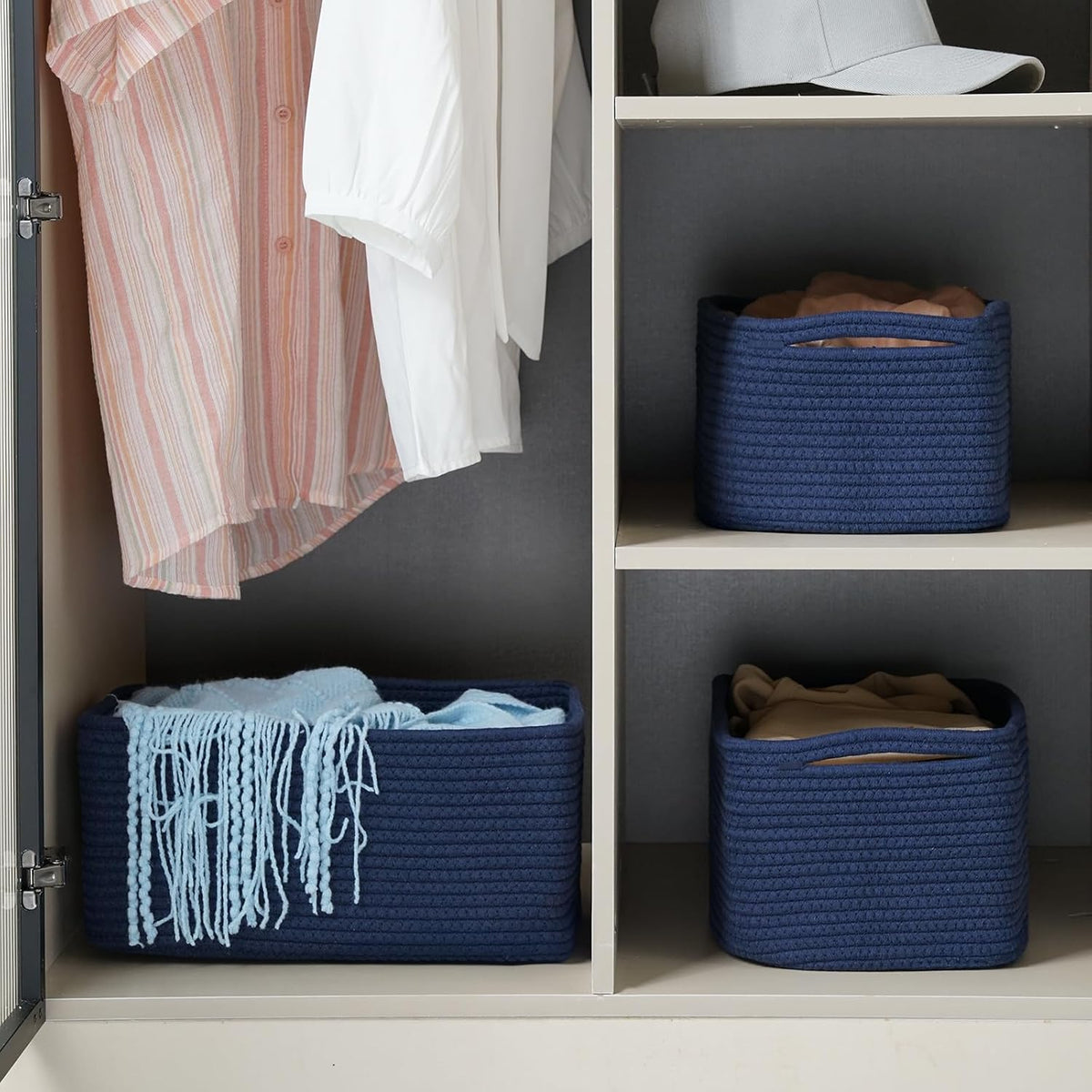 3 Pack Small Storage Baskets for Organizing, 11.8×7.8×5.1", Green