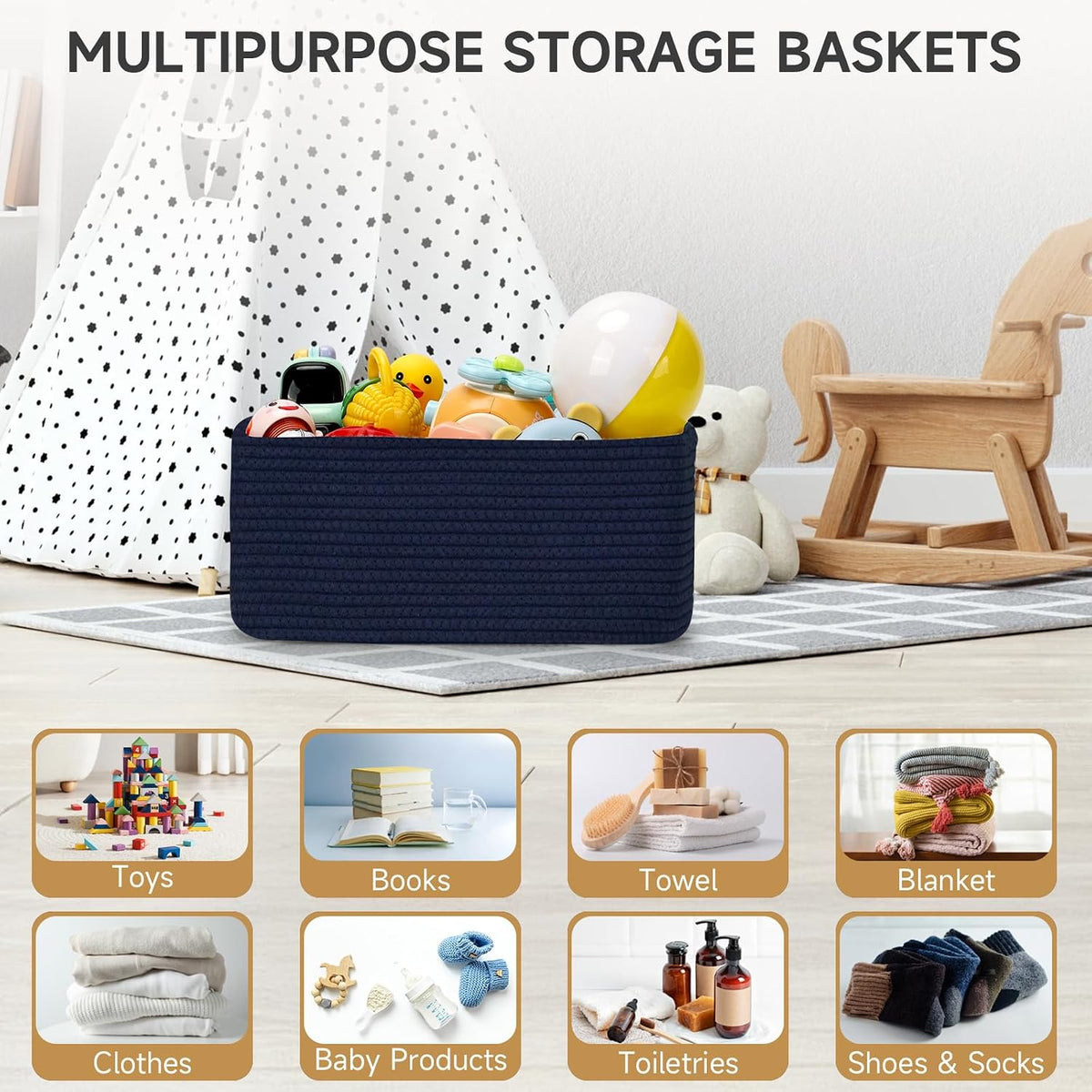 3 Pack Small Storage Baskets for Organizing, 11.8×7.8×5.1", Green