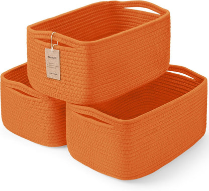 3 Pack Small Storage Baskets for Organizing, 11.8×7.8×5.1", Green