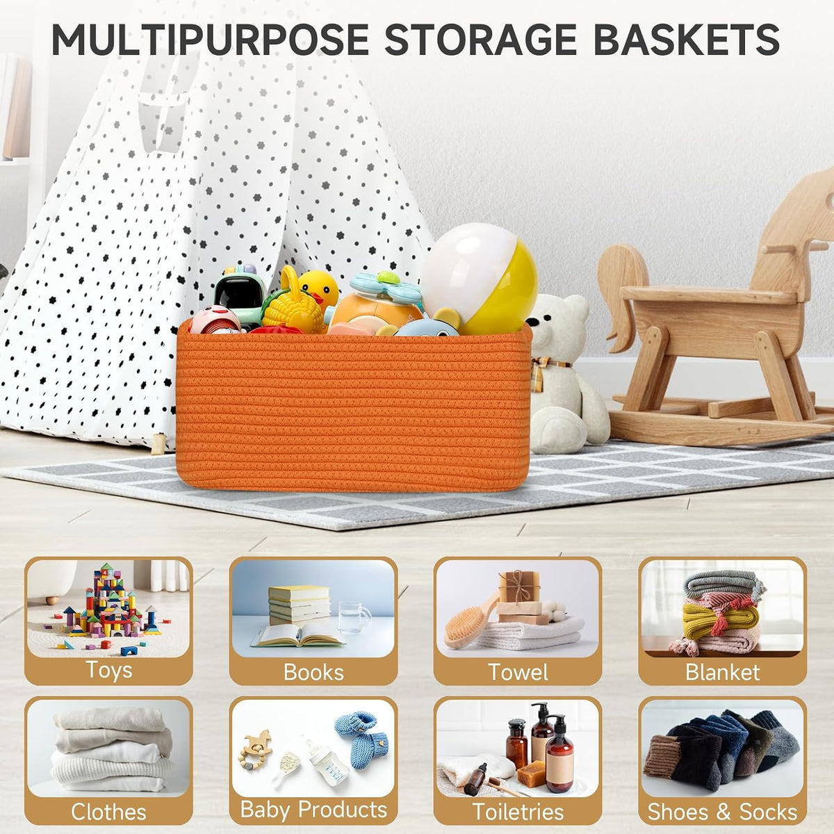 3 Pack Small Storage Baskets for Organizing, 11.8×7.8×5.1", Green