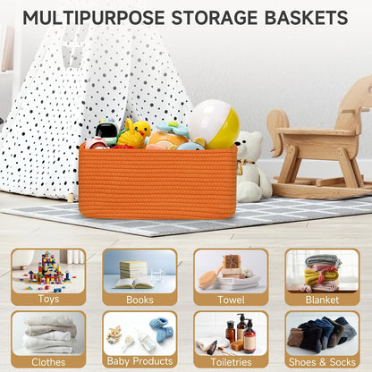 3 Pack Small Storage Baskets for Organizing, 11.8×7.8×5.1", Green