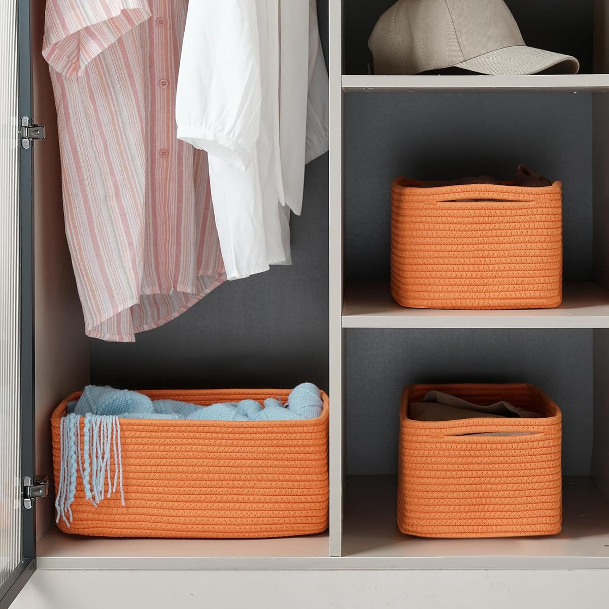 3 Pack Small Storage Baskets for Organizing, 11.8×7.8×5.1", Green