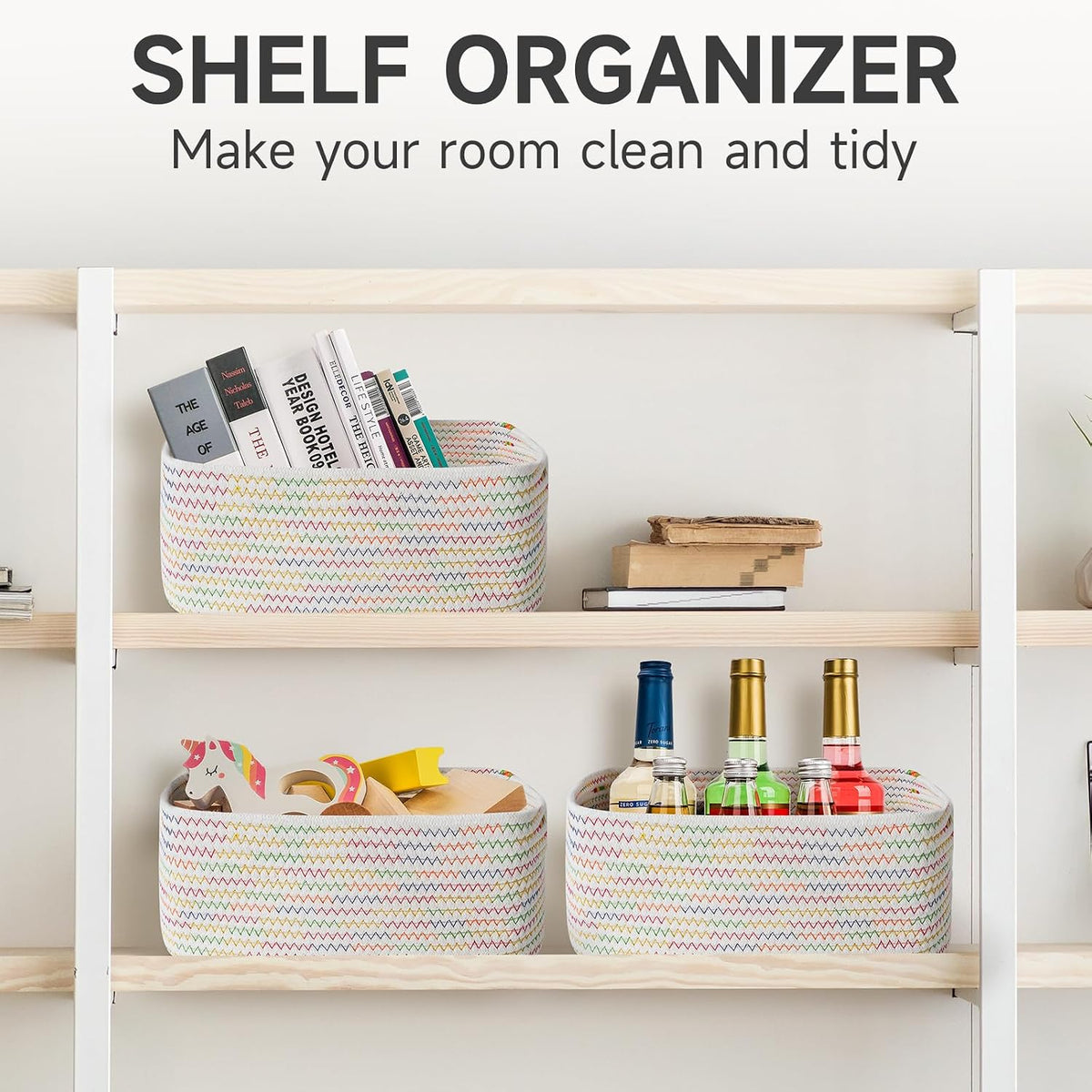 3 Pack Small Storage Baskets for Organizing, 11.8×7.8×5.1", Green