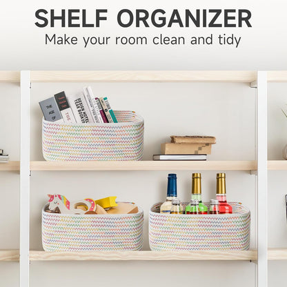 3 Pack Small Storage Baskets for Organizing, 11.8×7.8×5.1", Green