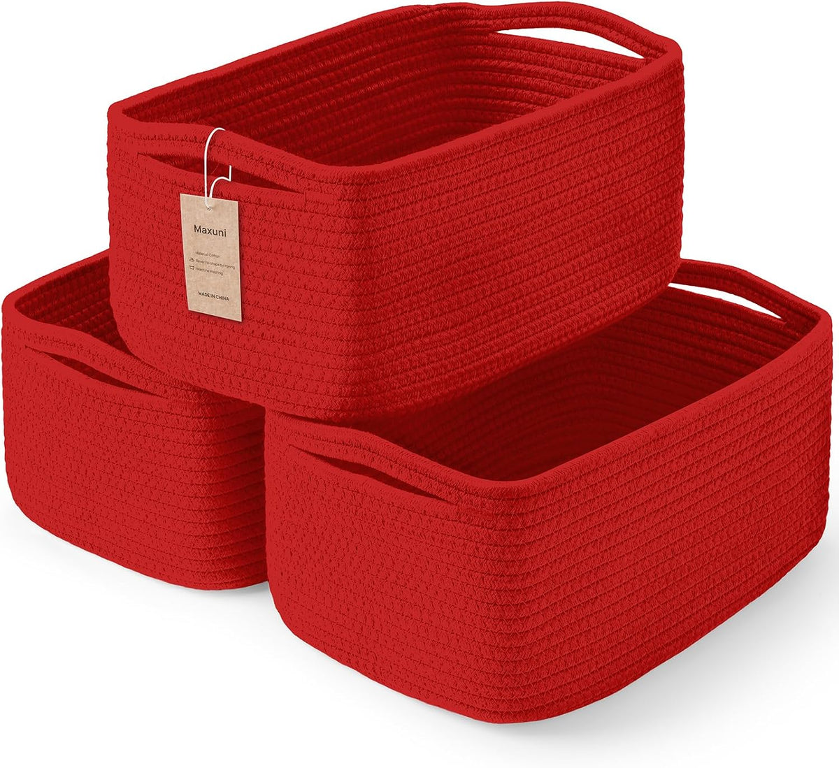 3 Pack Small Storage Baskets for Organizing, 11.8×7.8×5.1", Green
