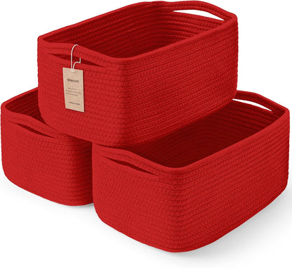 3 Pack Small Storage Baskets for Organizing, 11.8×7.8×5.1", Green