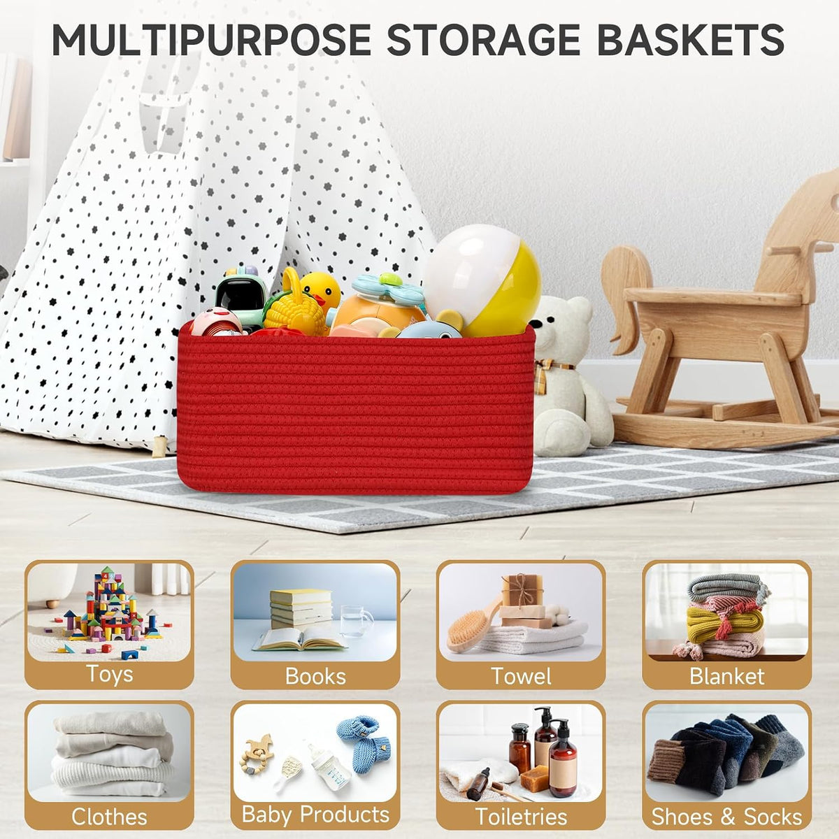 3 Pack Small Storage Baskets for Organizing, 11.8×7.8×5.1", Green