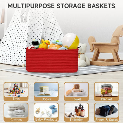 3 Pack Small Storage Baskets for Organizing, 11.8×7.8×5.1", Green