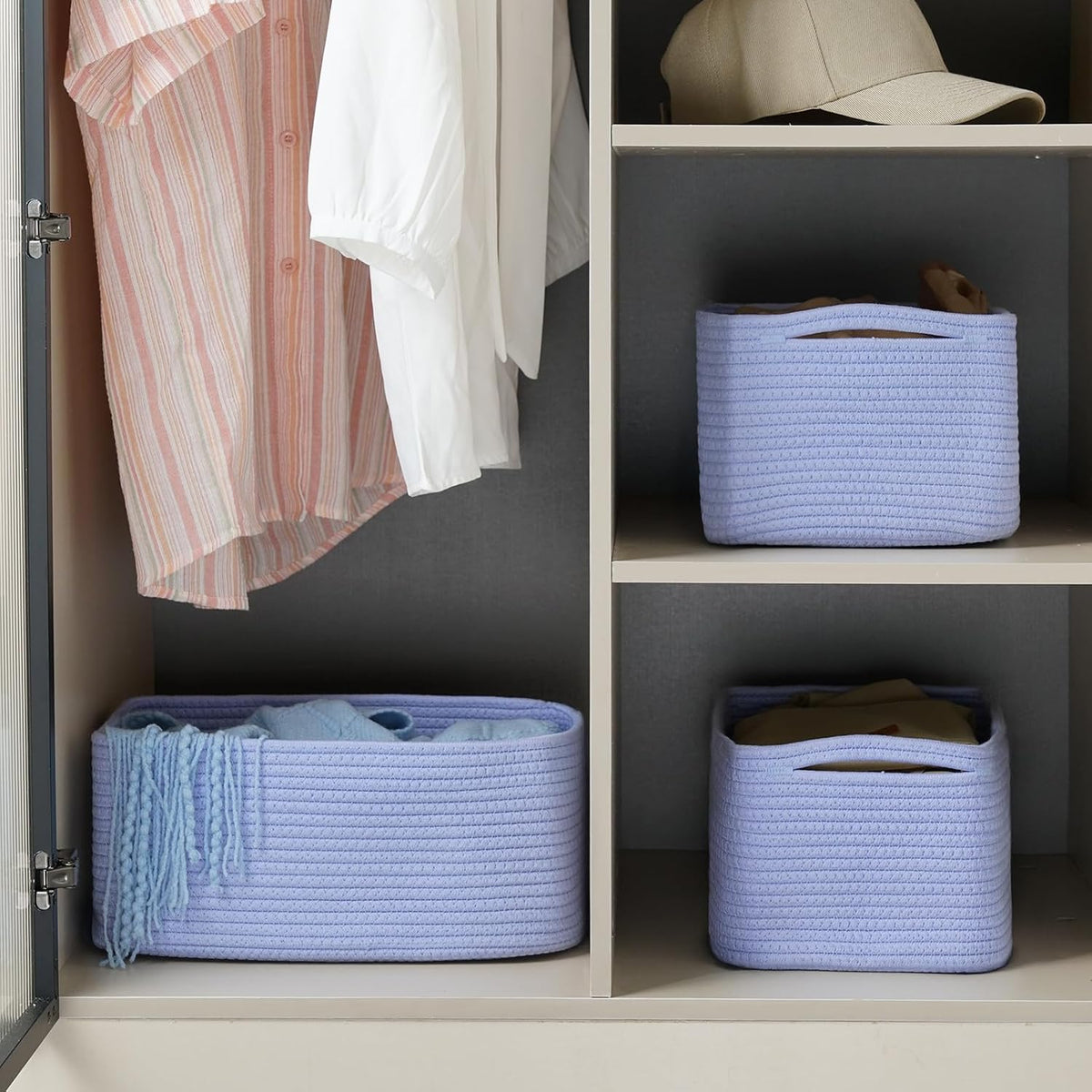3 Pack Small Storage Baskets for Organizing, 11.8×7.8×5.1", Green