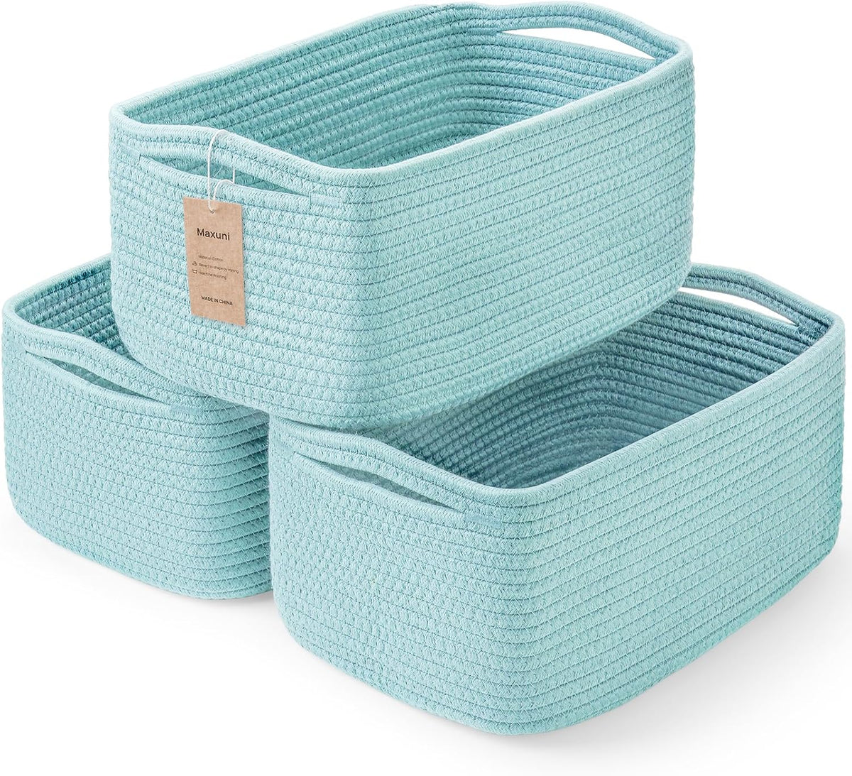 3 Pack Small Storage Baskets for Organizing, 11.8×7.8×5.1", Green