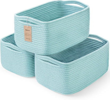 3 Pack Small Storage Baskets for Organizing, 11.8×7.8×5.1", Green