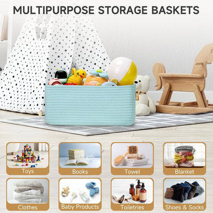 3 Pack Small Storage Baskets for Organizing, 11.8×7.8×5.1", Green