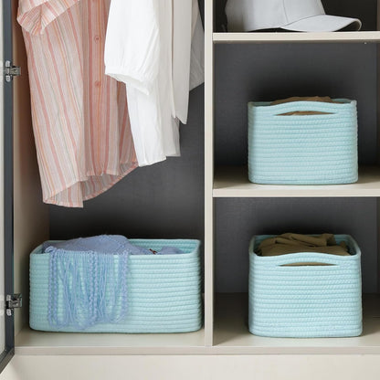 3 Pack Small Storage Baskets for Organizing, 11.8×7.8×5.1", Green