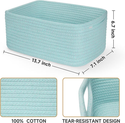 3 Pack Small Storage Baskets for Organizing, 11.8×7.8×5.1", Green