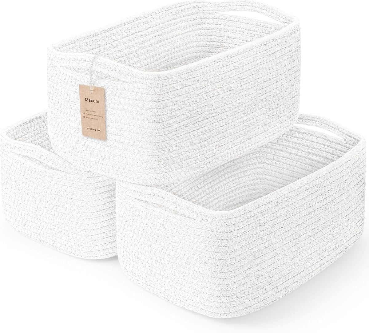 3 Pack Small Storage Baskets for Organizing, 11.8×7.8×5.1", Green